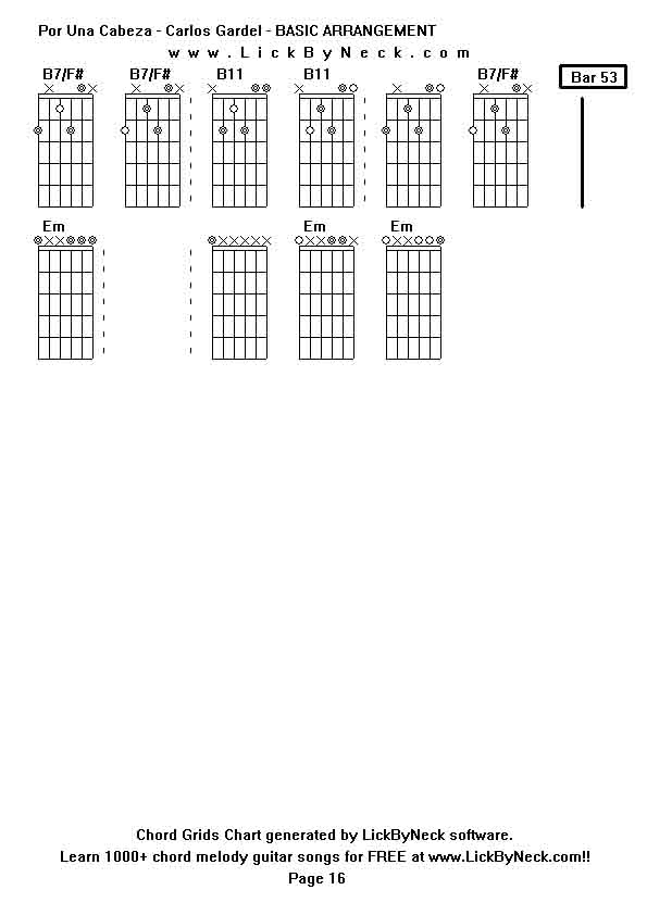 Chord Grids Chart of chord melody fingerstyle guitar song-Por Una Cabeza - Carlos Gardel - BASIC ARRANGEMENT,generated by LickByNeck software.